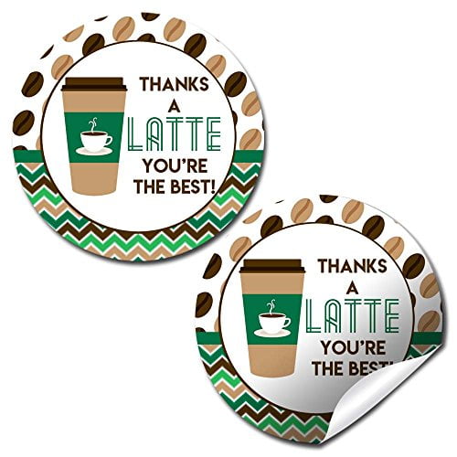 Thanks A Latte Party Stickers (Green & Brown)