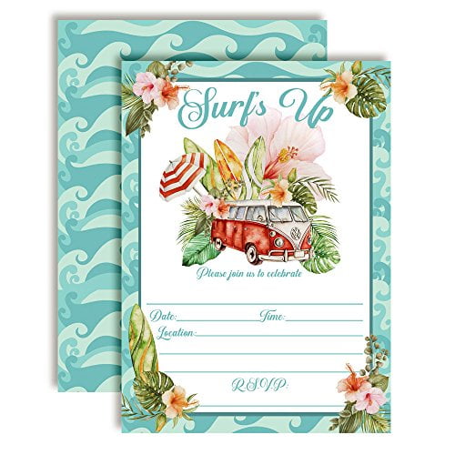 The Perfect Wave Surfer Birthday Party Invitations