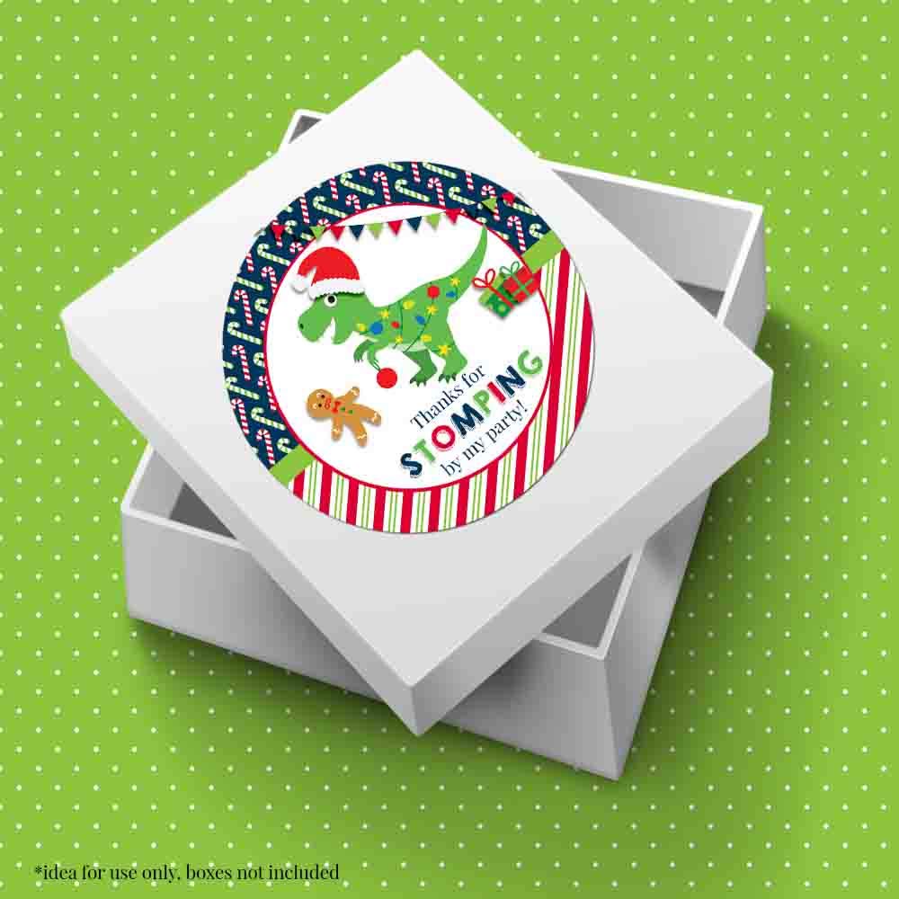 Christmas Dinosaur Gift Tag Stickers