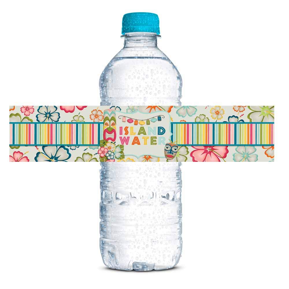 Hawaiian Luau Water Bottle Labels