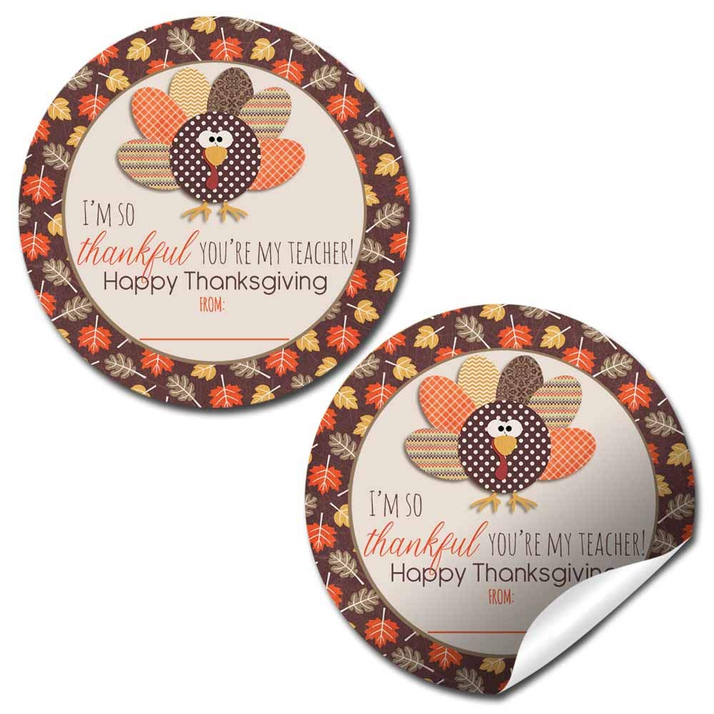 Gobble til you Wobble Turkey Happy Thanksgiving Teacher Appreciation Stickers