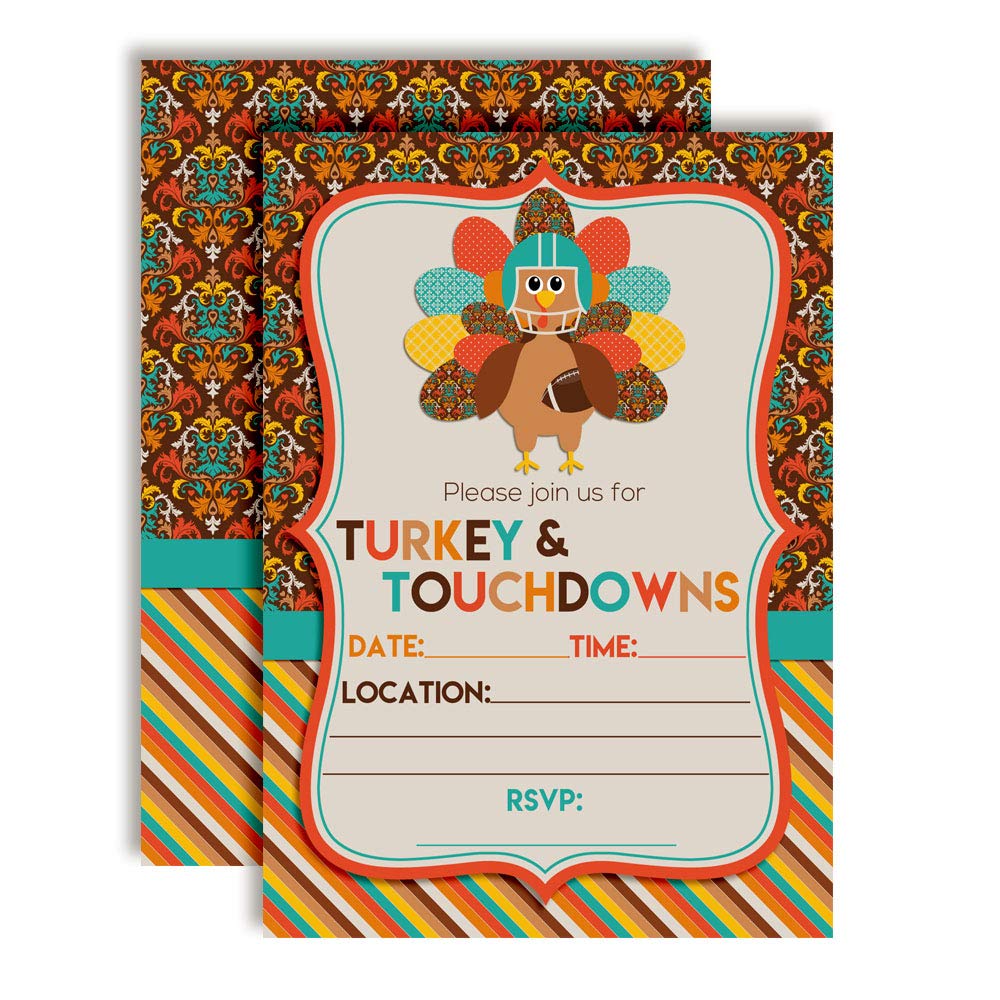 Turkey & Touchdowns Thanksgiving Party Invitations