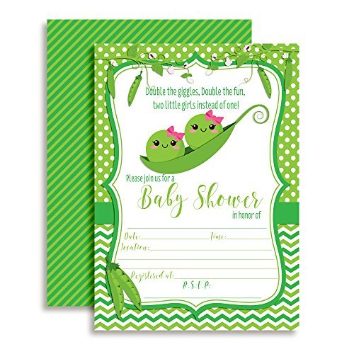 Two Peas in a Pod Twins Baby Shower Invitations (Girls)