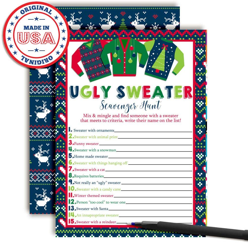 ugly christmas sweater game cards