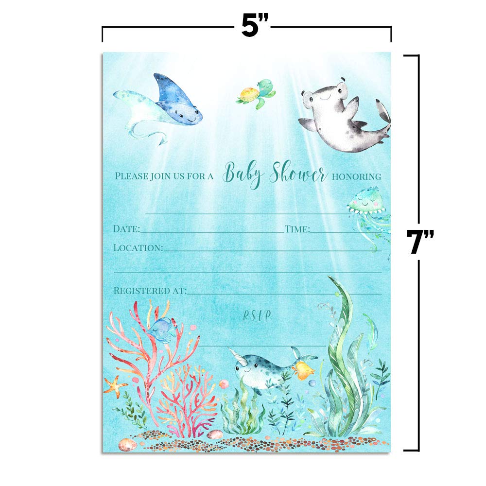 40ct AmandaCreation Underwater Baby Shower Invites