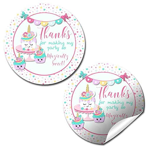 Unicorn Cake & Cupcake Party Stickers
