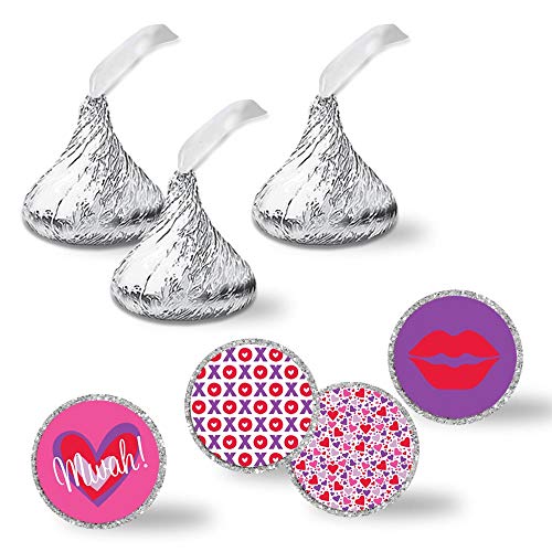 Hearts Hugs & Kisses Valentine Party Kiss Stickers