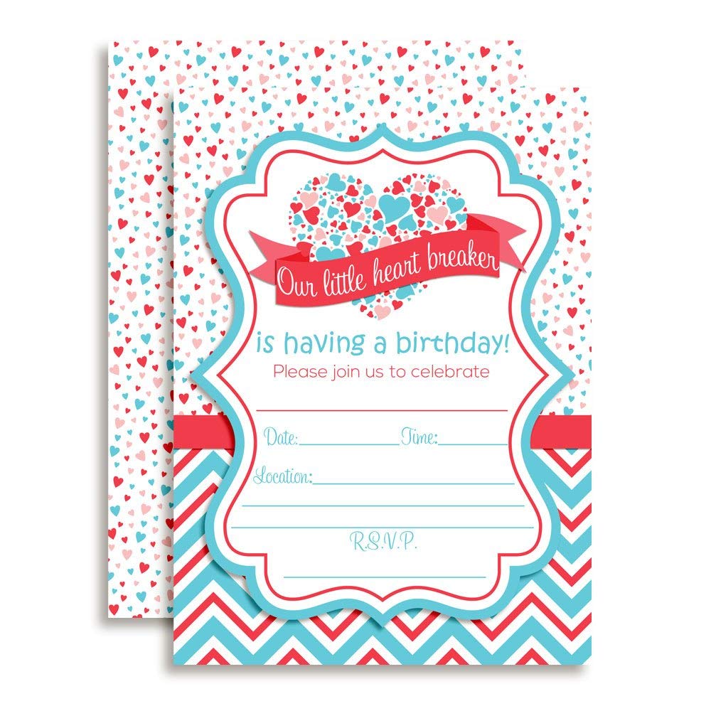 Valentine's Day Heartbreaker Birthday Party Invitations