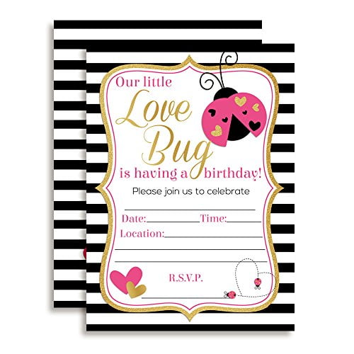 Valentine's Day Love Bug Birthday Party Invitations