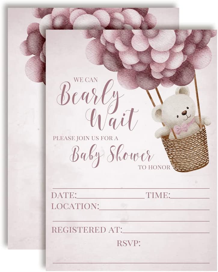 Teddy Bear Balloon Baby Shower Invitations – Amanda Creation
