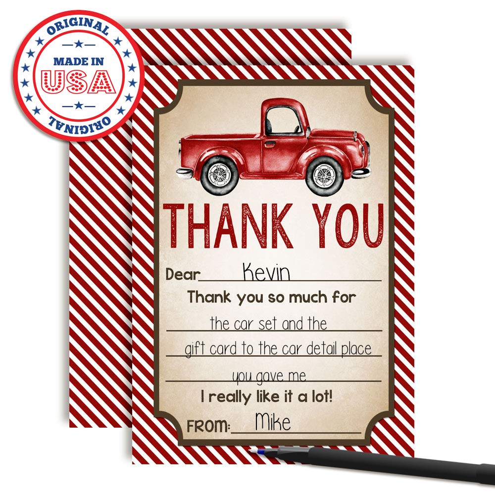 Red Pickup Truck Thank You Cards