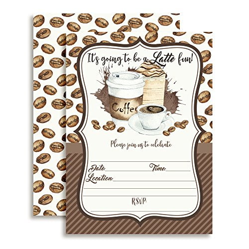 Latte Fun Coffee Birthday Party Invitations (Brown & White)