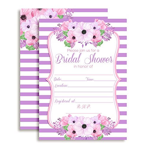 Pink & Purple Floral Bridal Shower Invitations