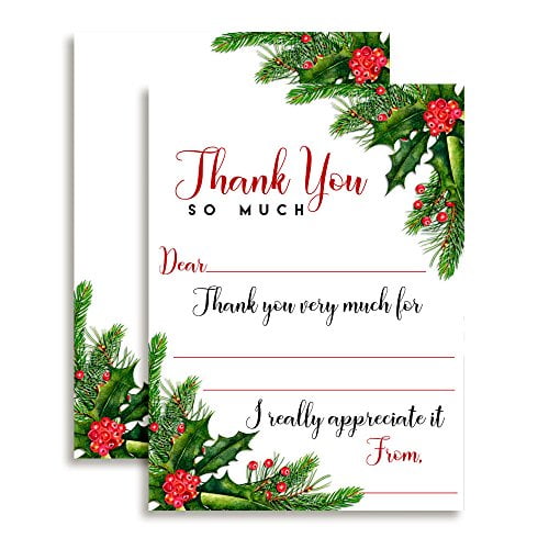 Holly and Pine Thank You Cards