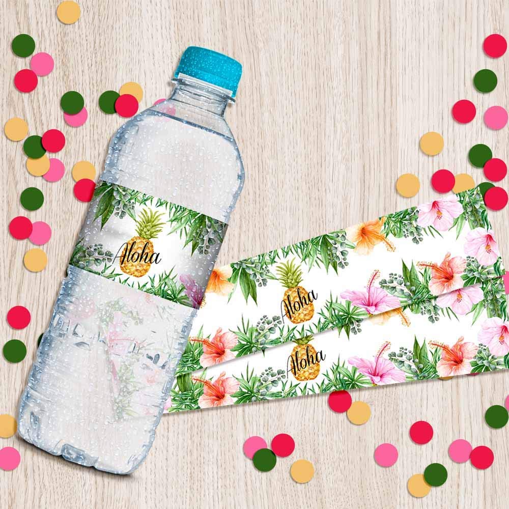 Personalized Tropical Beach Water Bottle Labels