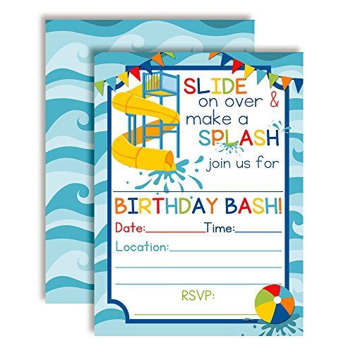 Summer Fun Waterslide Birthday Invitations (Boy)