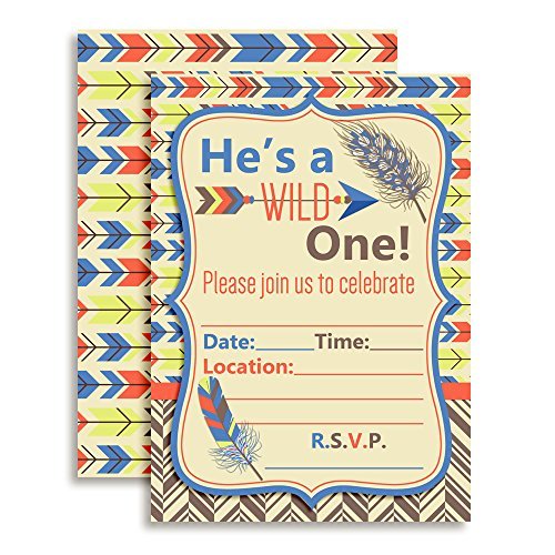 Wild One Tribal Birthday Party Invitations (Boy)