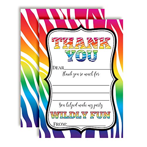 Rainbow Zebra Print Thank You Cards