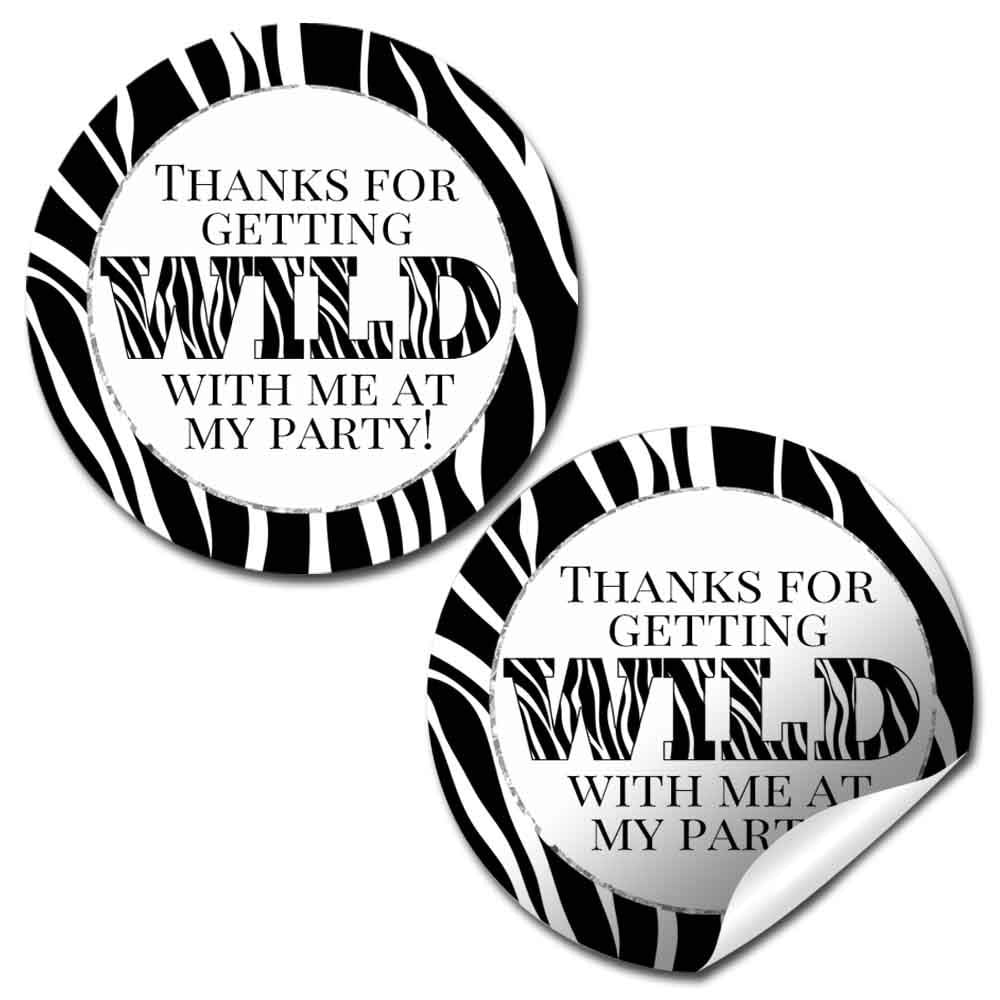 Wild Zebra Print Birthday Party Stickers