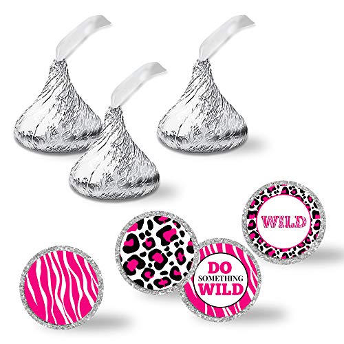 Wildly Fun Hot Pink Animal Print Birthday Party Kiss Stickers