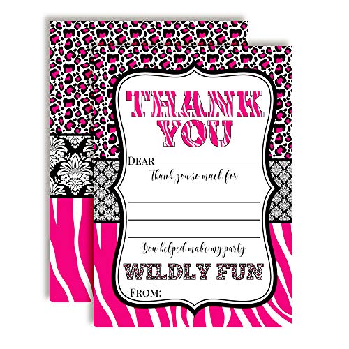 Hot Pink Animal Print Thank You Cards