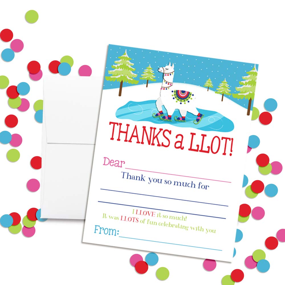 Llama Ice Skating Thank You Cards