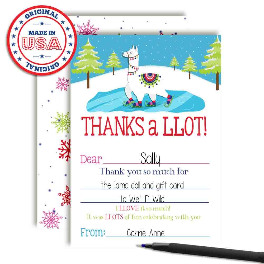 Llama Ice Skating Thank You Cards