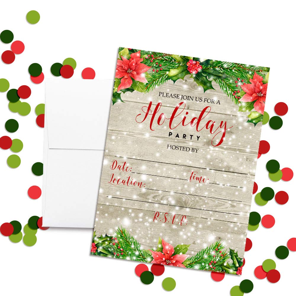 40ct AmandaCreation Wooded Snowy Holiday Party Invites