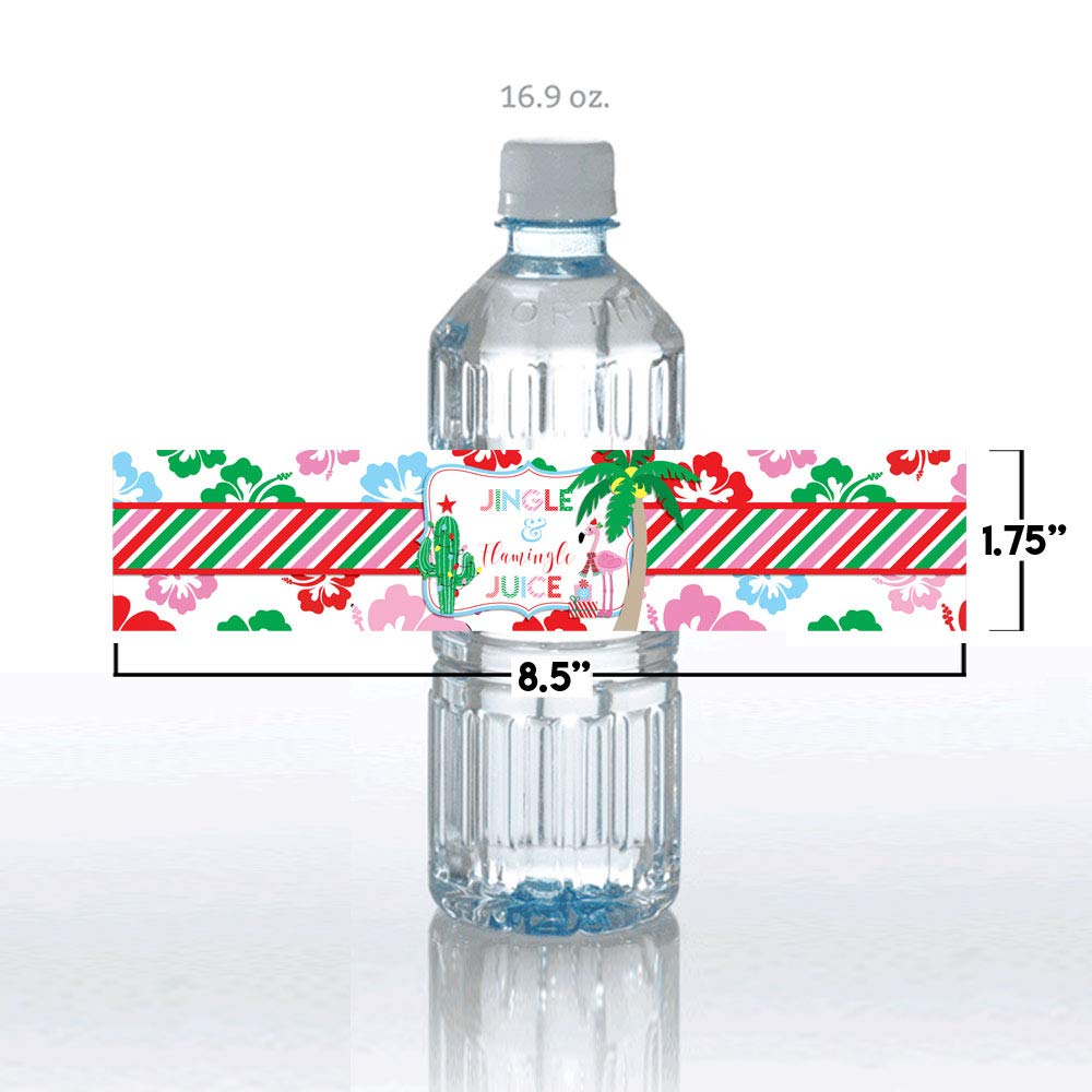 Christmas Flamingo Waterproof Water Bottle Wrappers