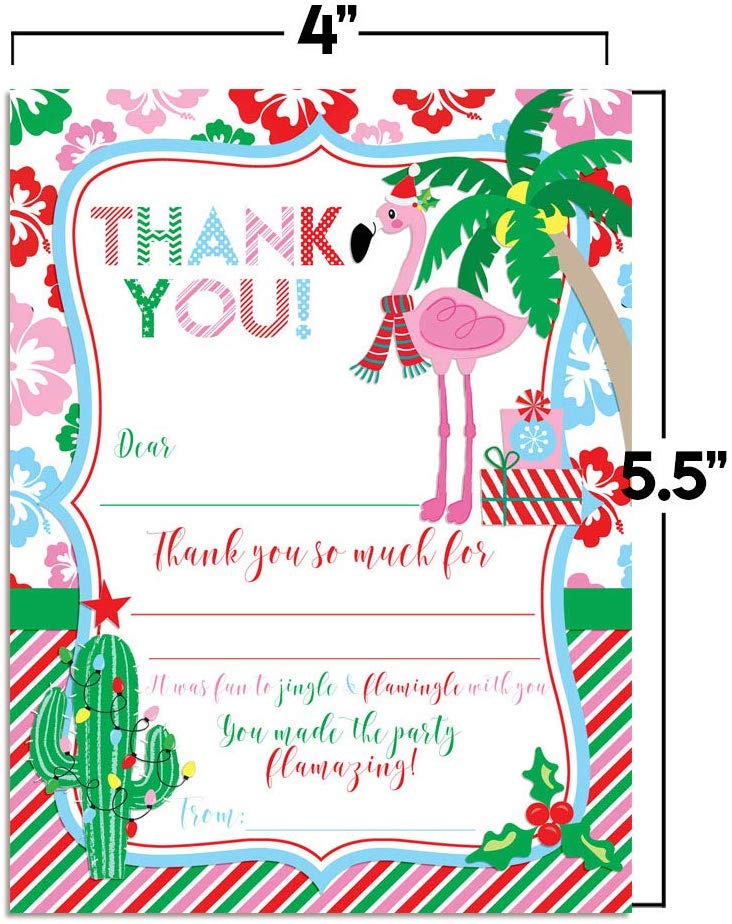 christmas flamingo thank you cards