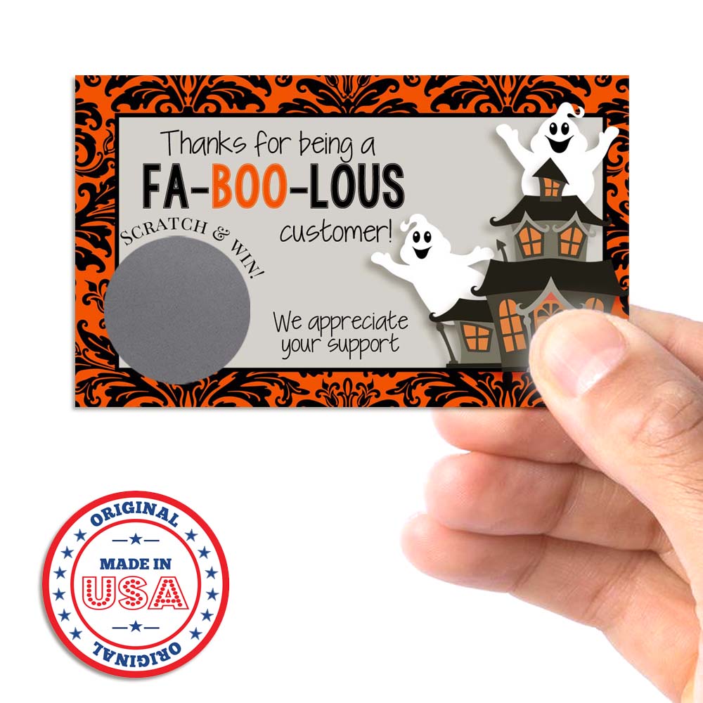 Fabulous Customer Halloween Ghost Scratch & Win Cards