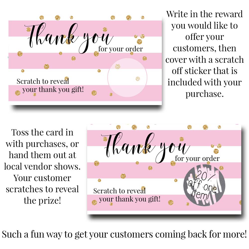 Pink Stripes Scratch & Win Cards