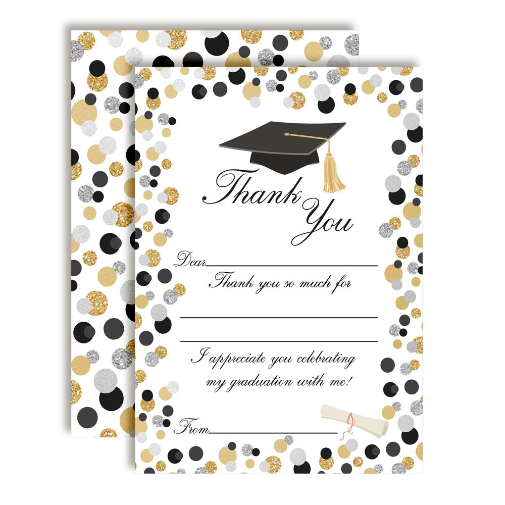 Confetti Polka Dot Graduation Thank You Cards (10 Pack Confetti Polka Dot Graduation Thank You Cards (10 Pack