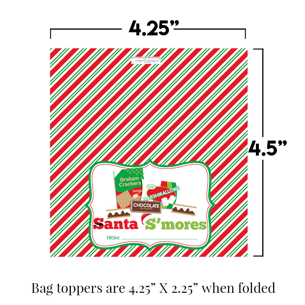 Christmas Bag Toppers (Santa) - 6.5 inch wide - red & green