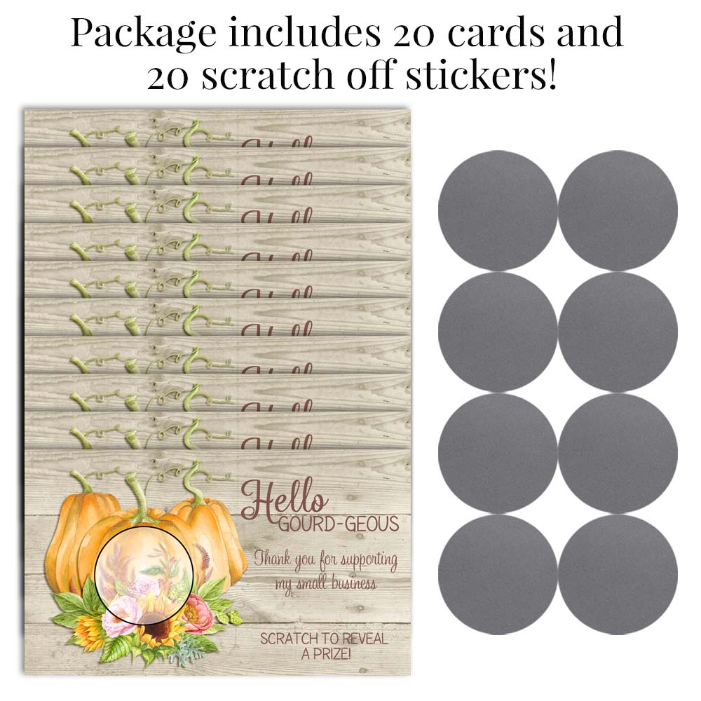 Cute Hello Gorgeous Fall Pumpkin and Gourd Scratch & Win Cards