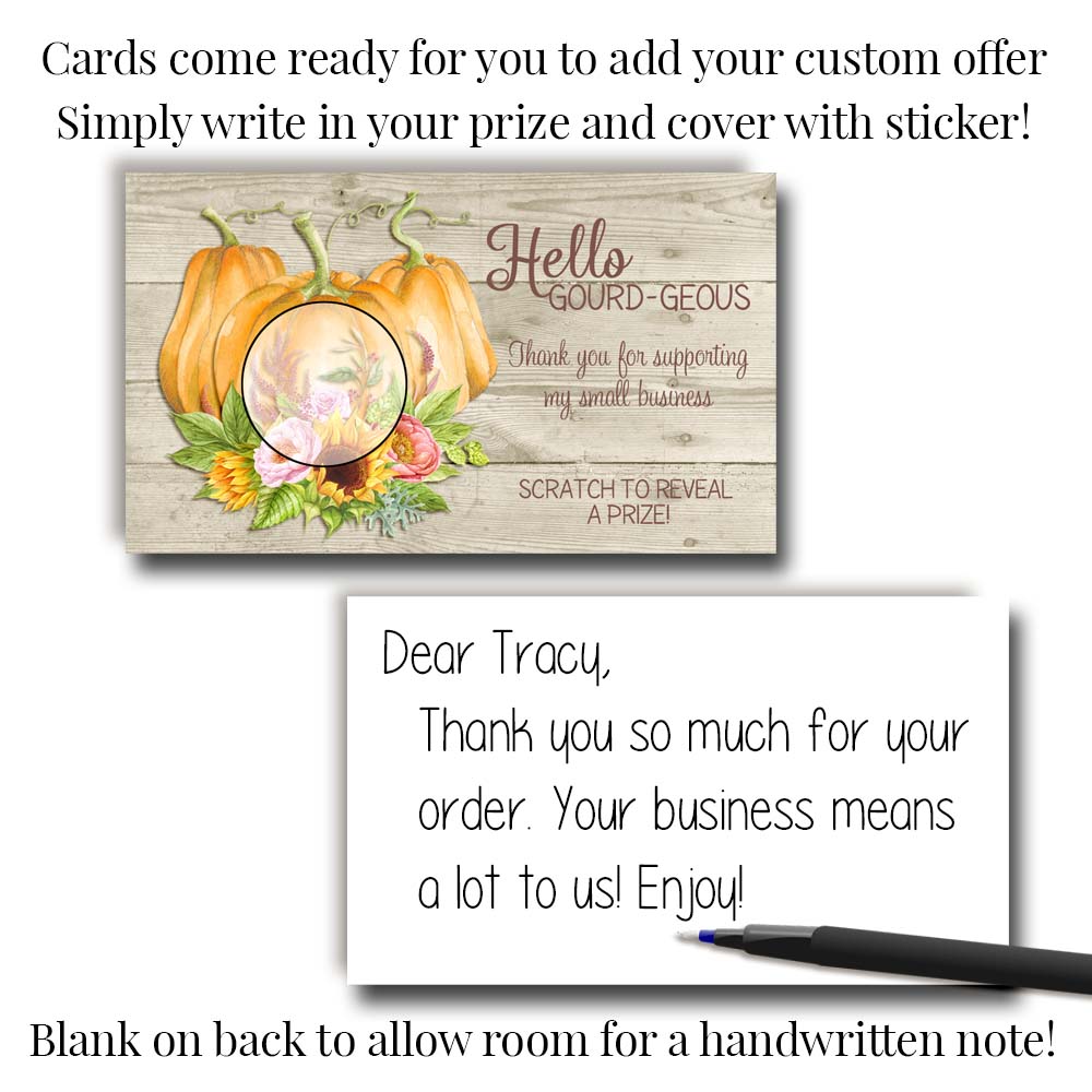 Cute Hello Gorgeous Fall Pumpkin and Gourd Scratch & Win Cards