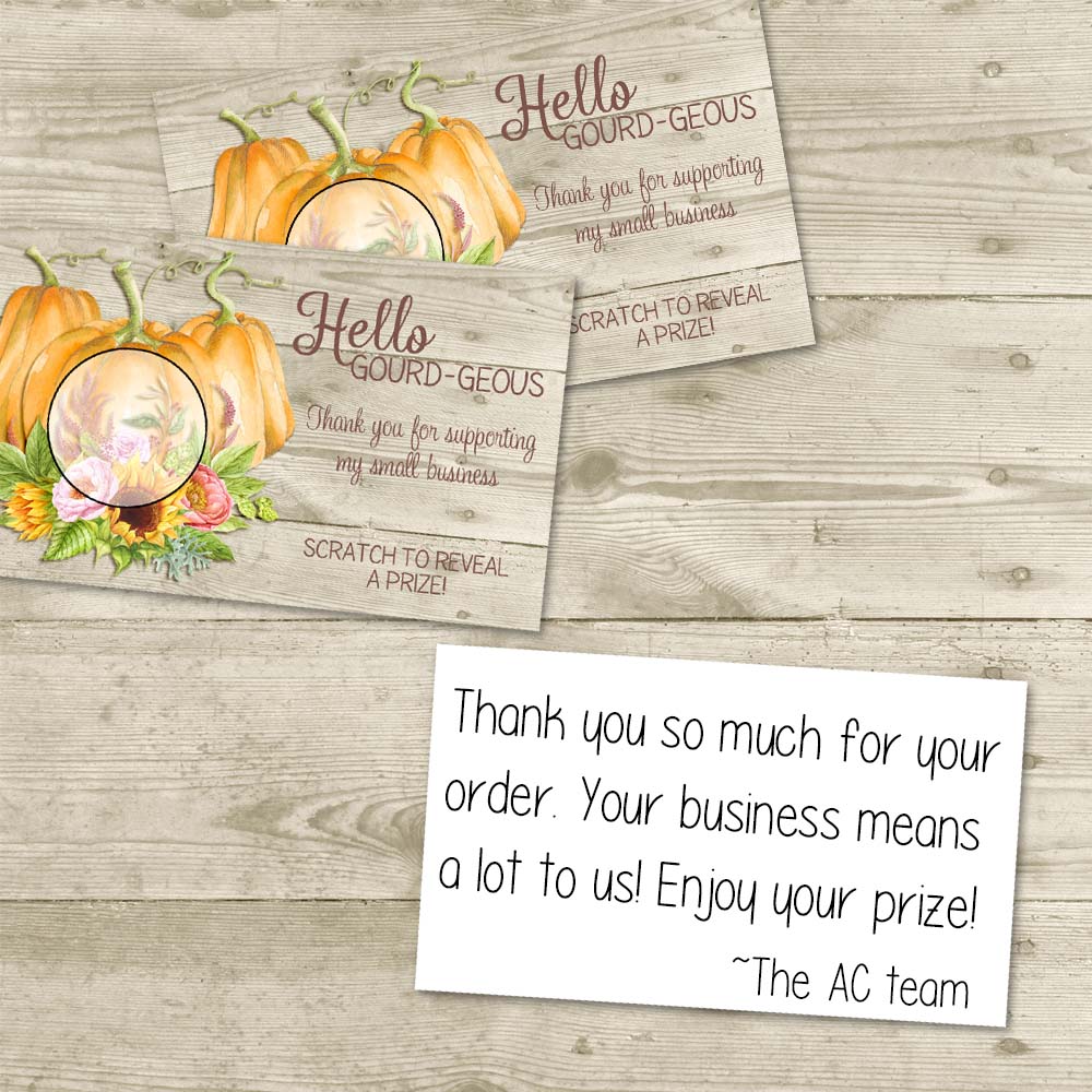 Cute Hello Gorgeous Fall Pumpkin and Gourd Scratch & Win Cards