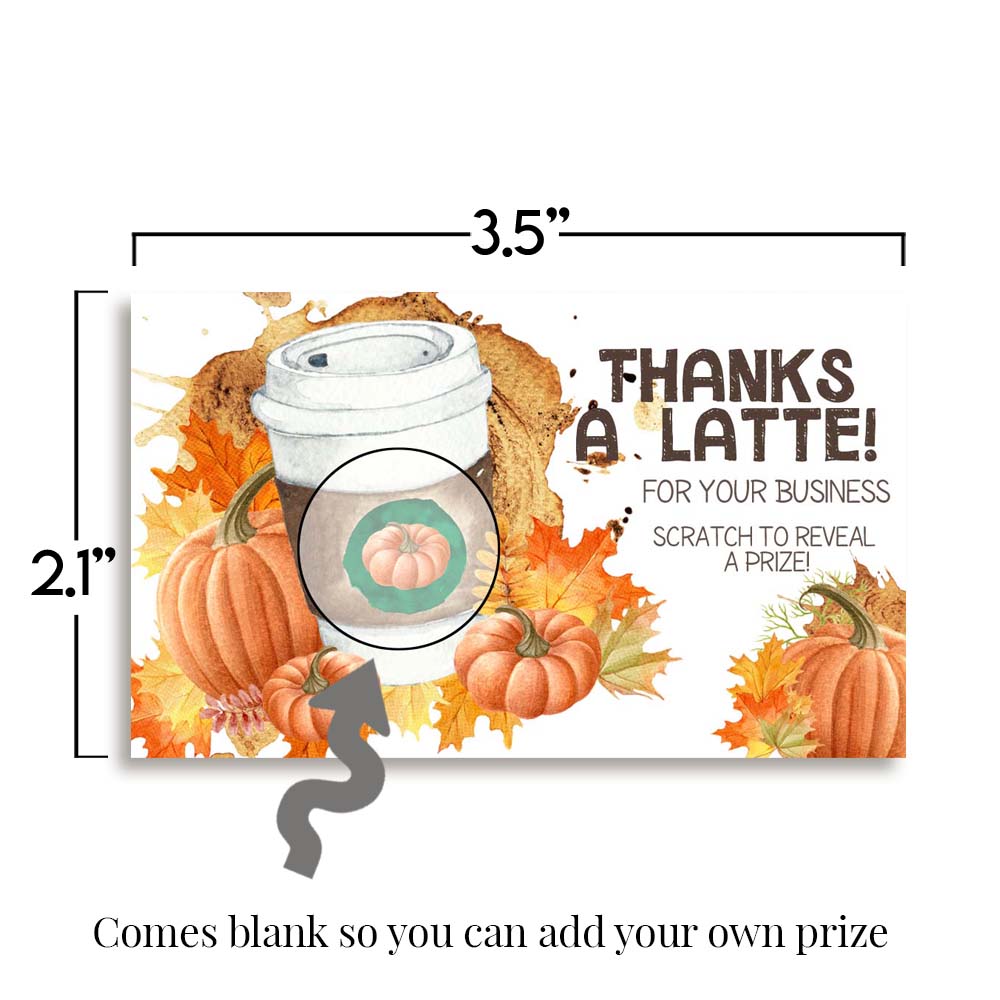 Funny Thanks A Latte Pumpkin Spice Coffee Scratch & Win Cards