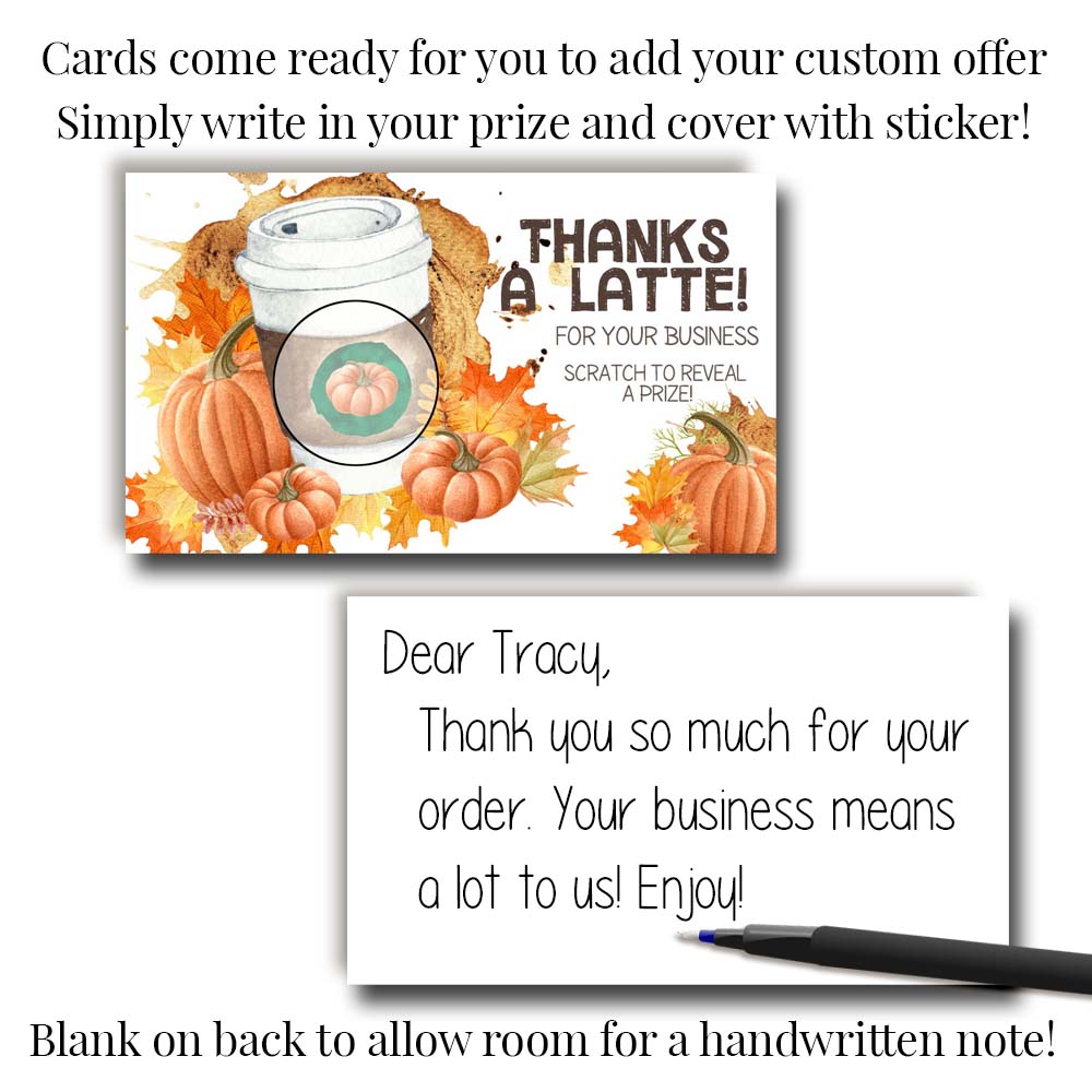 Funny Thanks A Latte Pumpkin Spice Coffee Scratch & Win Cards