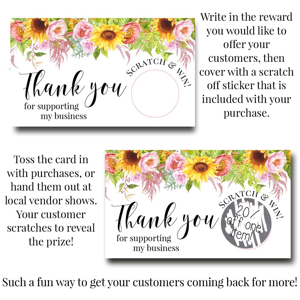 Sunflowers and Peonies Scratch & Win Cards