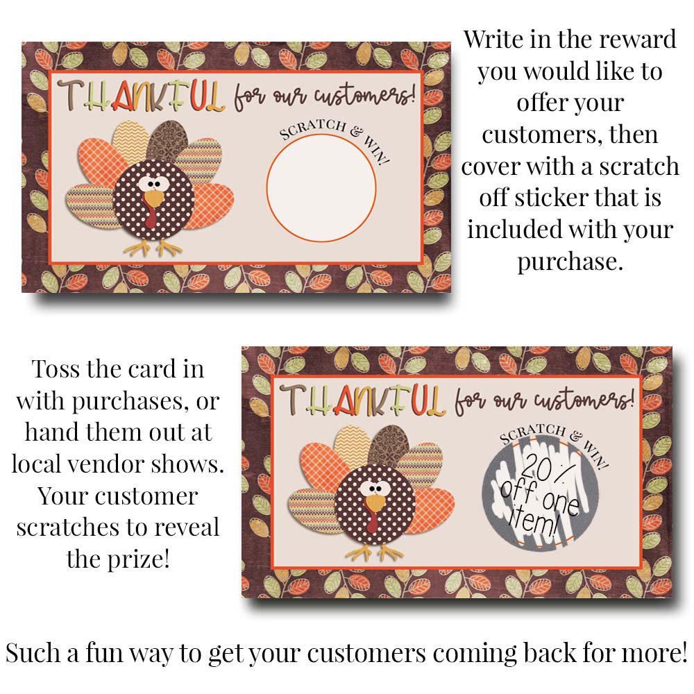 Grateful for Our Customers Thanksgiving Scratch & Win Cards